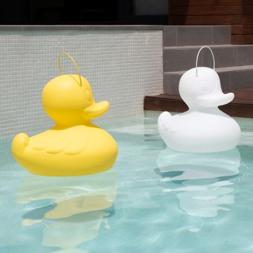 Grote xxl badeend 55cm bij budduck europe geel en wit en roze 1