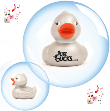 7CM Piepende Luxury Eend ZILVER